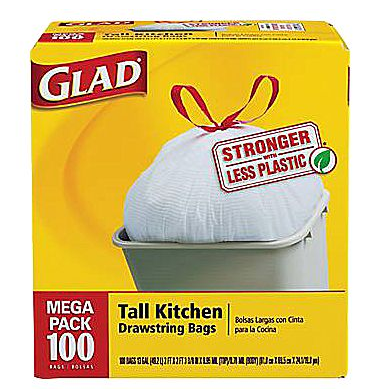 Staples: Glad Tall Kitchen Drawstring Bags 100 ct just $9.99