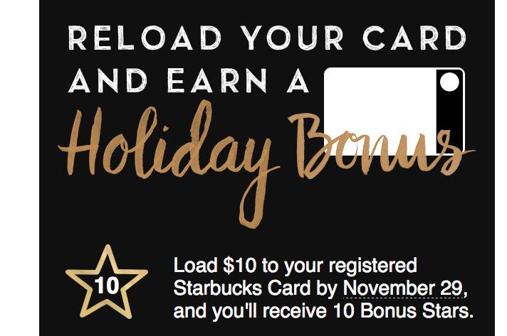 Reload your Registerd Starbucks Card & Earn a Holiday Bonus