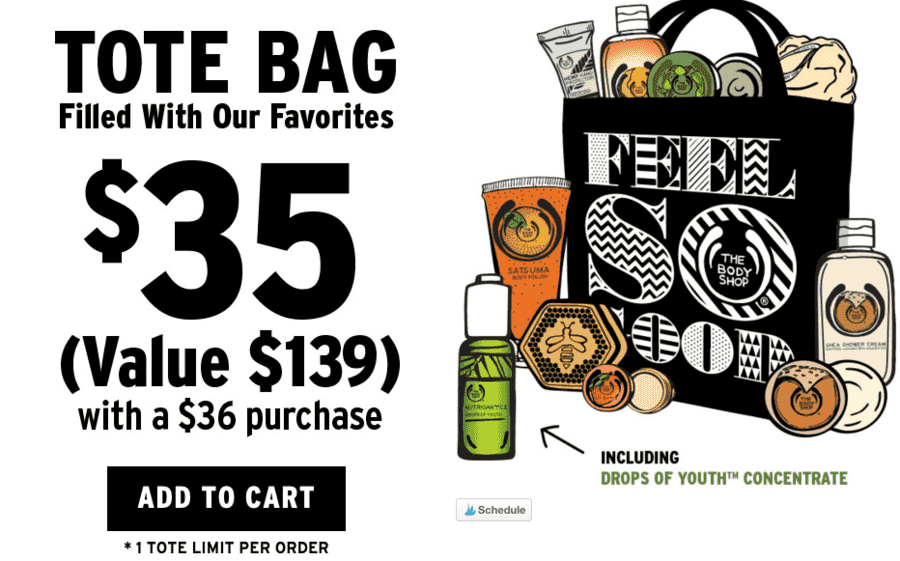The Body Shop: Tote Bag Filled with Favorites just $35 (with ANY $36 purchase)