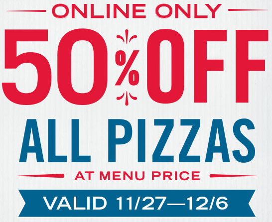 Domino’s Pizza: 50% OFF All Pizzas at Menu Price (through 12/6)