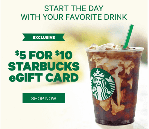 $10 starbucks gift card for $5