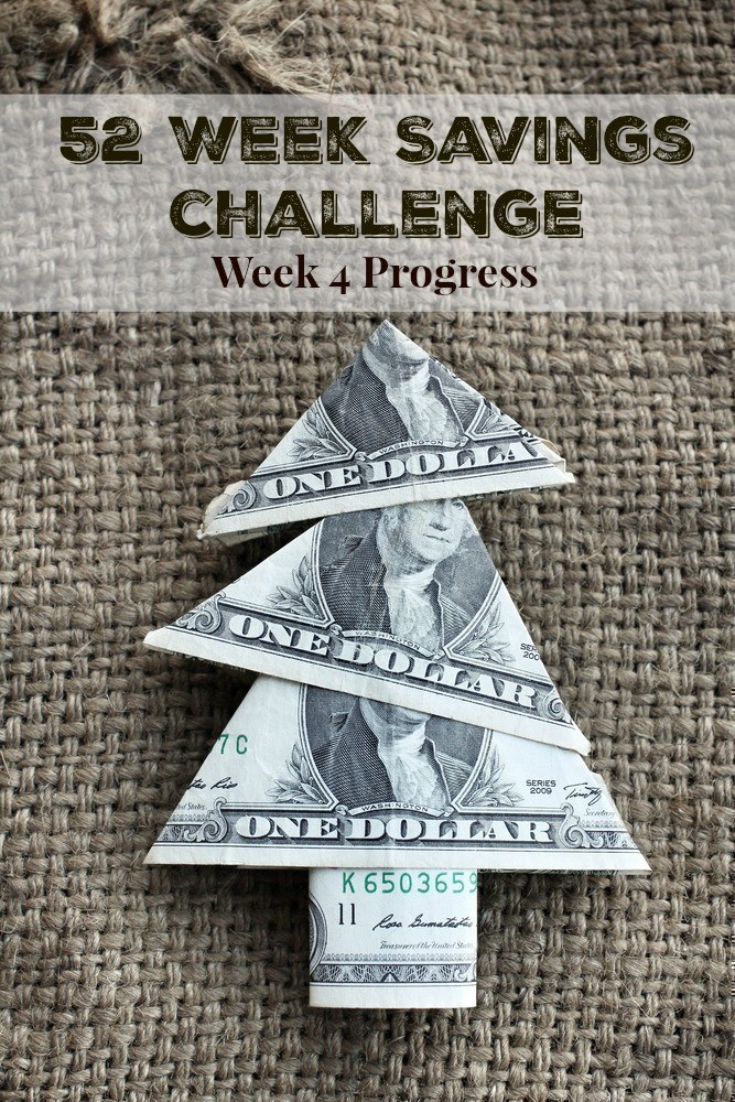 52 Week Savings Challenge Week 4 Progress