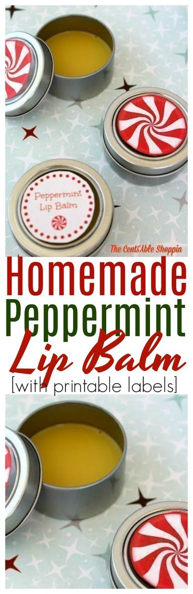 This homemade peppermint lip balm is SO easy to make and perfect to give as gifts for teachers, family and friends! #Peppermint | #DIY | #EssentialOils