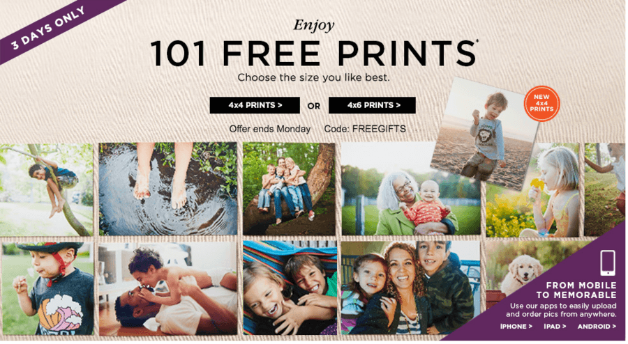 Shutterfly: 101 FREE Prints Ends Today