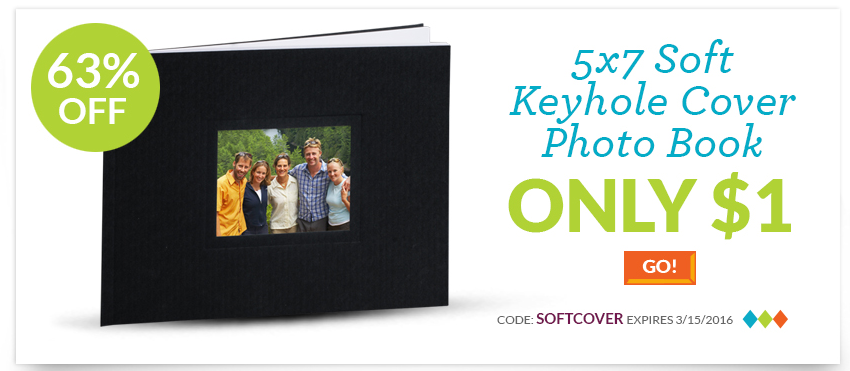 5×7 Soft Keyhole Cover Photo Book just $1.00 (63% OFF)