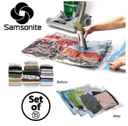 Samsonite 15 Piece Vacuum Storage Bag Set $20.99 + Free Shipping