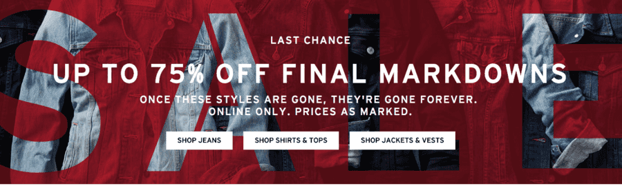 Levi’s: Up to 75% OFF Final Markdowns + 20% OFF Sale Items + FREE Shipping