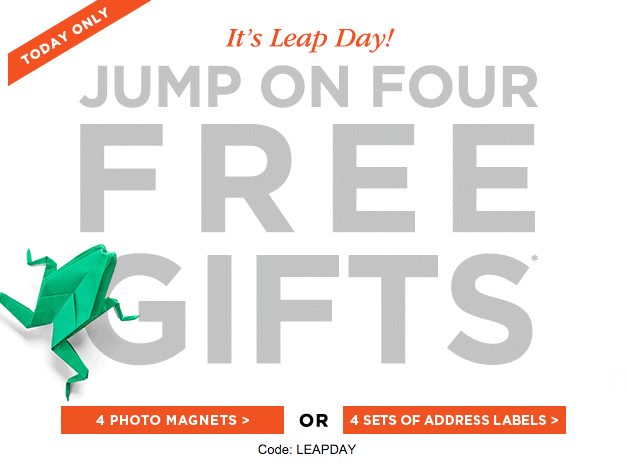 Shutterfly: 4 FREE Gifts for Leap Day (Pay ONLY Shipping!)