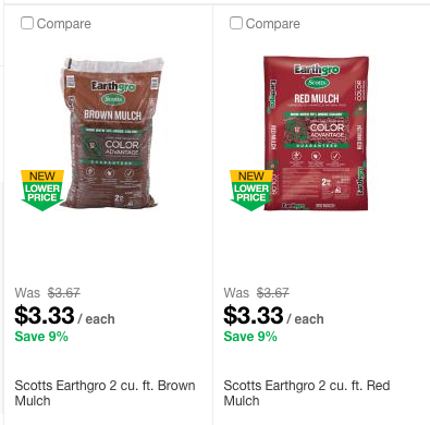 Home Depot: Earthgro Brown or Red Mulch $3
