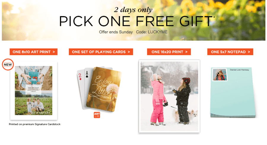 Shutterfly: Choose 1 of 4 FREE Gifts through Sunday