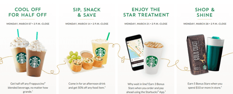 Starbucks Happy Mondays through March 28th