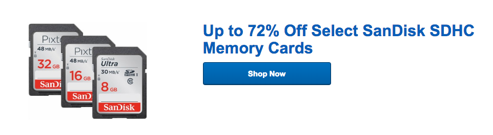 Best Buy: Up to 72% OFF SanDisk Memory Cards