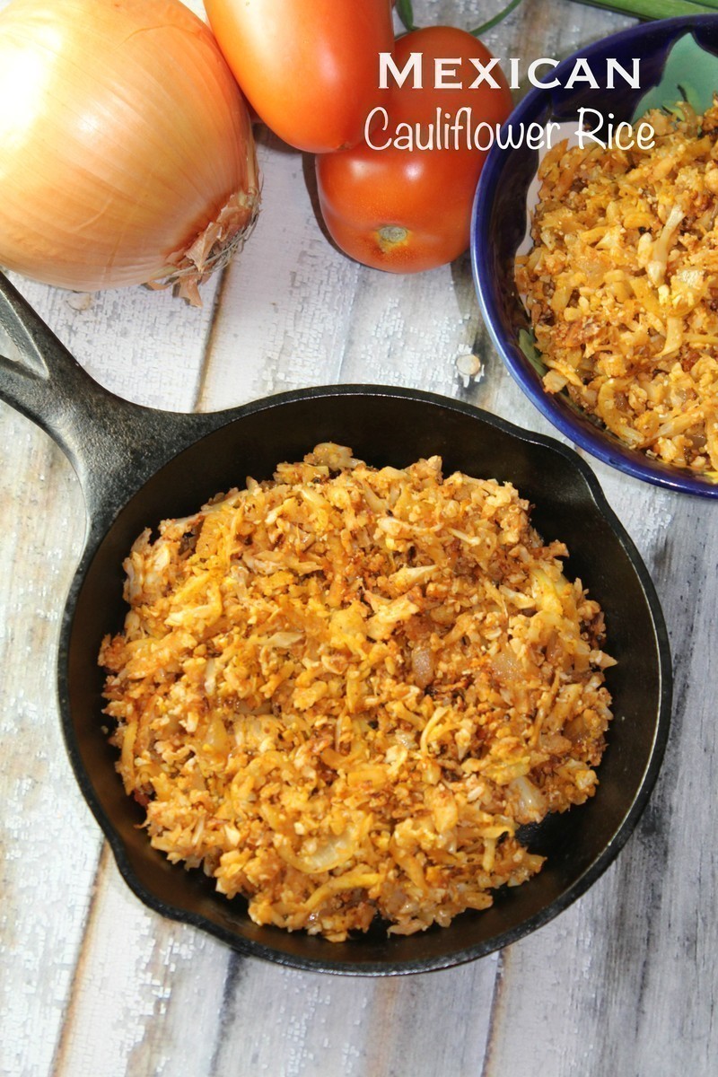 You can make this Mexican Cauliflower Rice in less than 15 minutes with simple ingredients!  It's a great low-carb alternative to traditional Mexican rice.