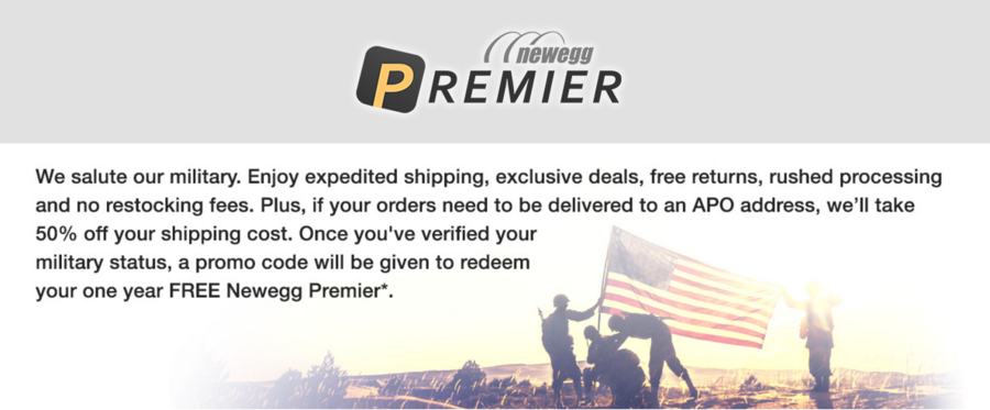 Newegg: FREE 1 Year Premium Membership for Military