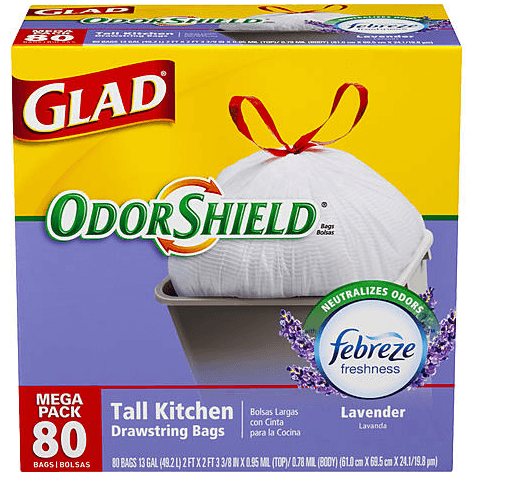 Kmart: Glad Tall Kitchen Drawstring Lavender Odor Shield 13 Gallon 80ct $7.99