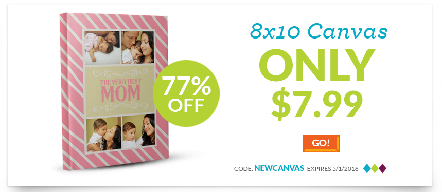 8×10 Custom Gallery Wrap Photo Canvas just $7.99 (77% OFF)