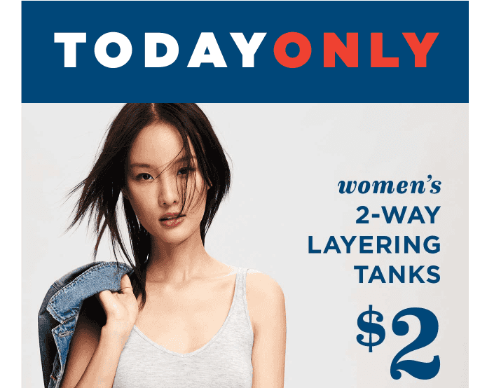 Old Navy: Women’s 2 Way Layering Tanks $2
