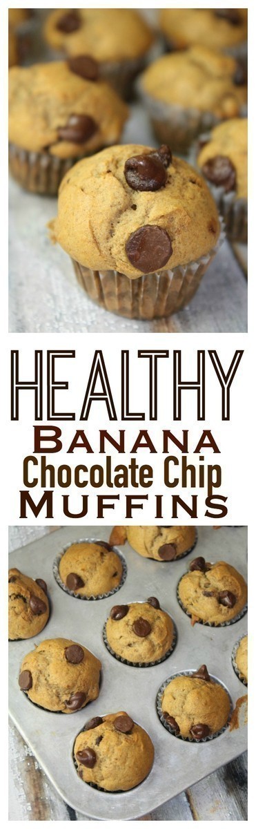 Healthy Banana Chocolate Chip Muffins