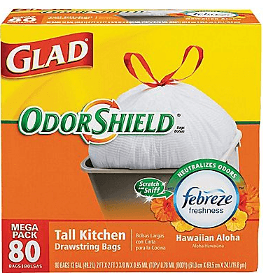 Staples: Glad OdorShield 80 ct Kitchen Trash Bags $9.99