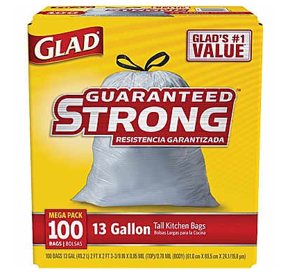 Staples: Glad 100 ct Tall Kitchen Bags just $9.99