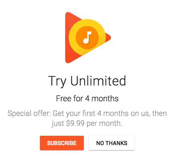 Google Play: FREE 4-Month Subscription for NEW Members