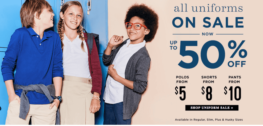 Old Navy: Up to 50% OFF ALL Kids Uniforms