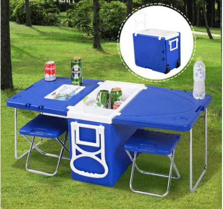Multi Function Rolling Cooler Picnic Camping Outdoor with Table + 2 Chairs $64