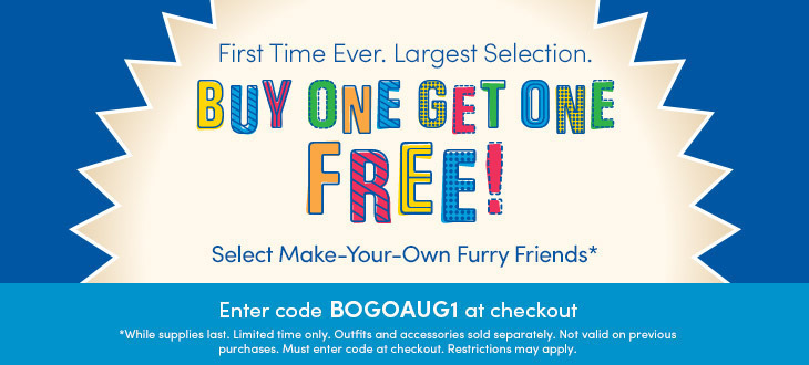 Build a Bear: Buy 1 Get 1 FREE Furry Friends
