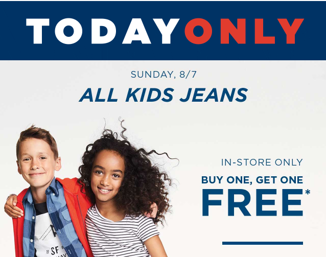 Old Navy: Kids Jeans B1G1 FREE + $5 Deals
