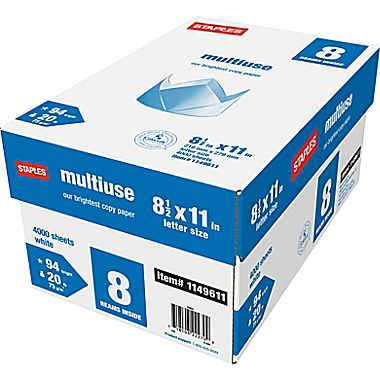 Staples:  Multiuse 8 Ream Case of Copy Paper $9.99