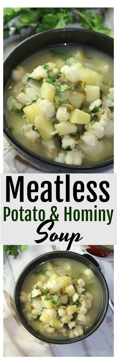 Combine potatoes, poblano chiles and hominy in this rich and hearty soup that is easy to make & full of flavor, easily made in your Instant Pot or dutch oven.