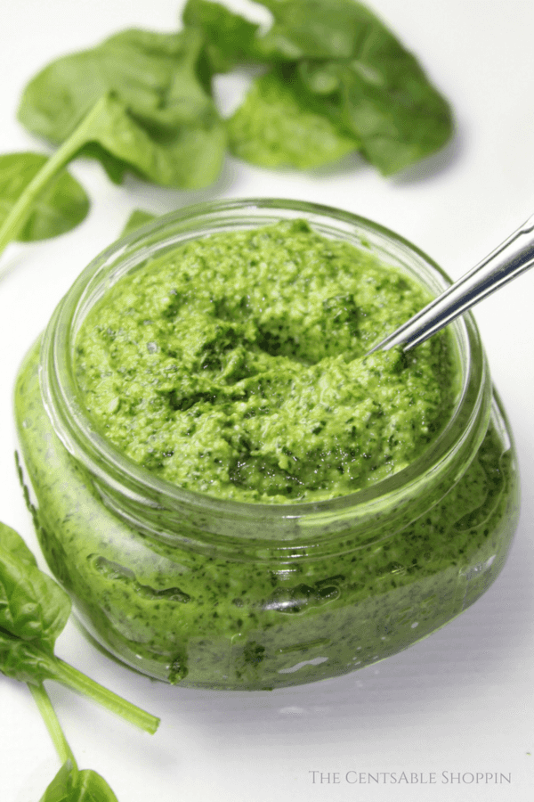 This easy spinach pesto is the best way to use up an abundance of spinach!