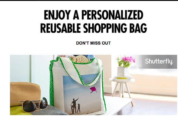 FREE Personalized Reusable Shopping Bag from Shutterfly