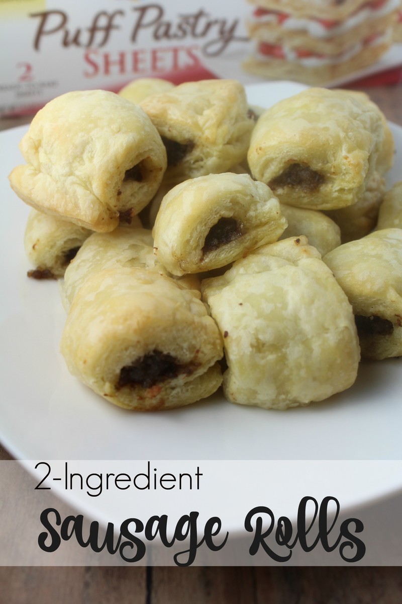 These delicious sausage rolls come together with two simple ingredients and are perfect for an appetizer for a holiday dinner or special get together!