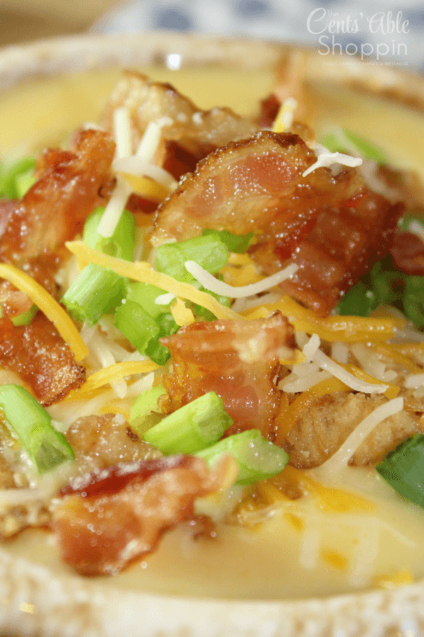 Loaded chunky potato soup - all the best flavors of a baked potato come together in this deliciously comforting soup, made easily in the Instant Pot!