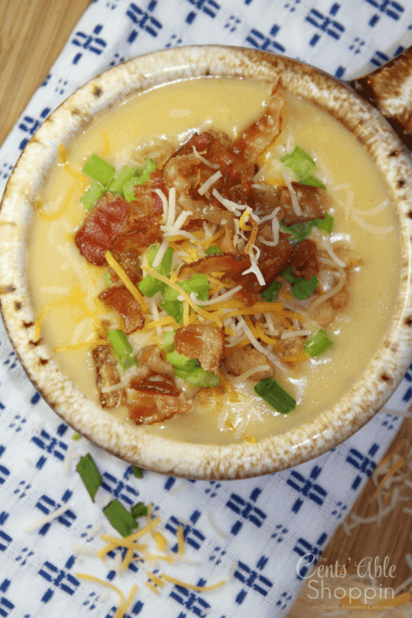 Loaded chunky potato soup - all the best flavors of a baked potato come together in this deliciously comforting soup, made easily in the Instant Pot!