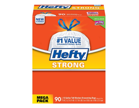 Amazon: Hefty 90 ct Mega Pack Strong Trash Bags $9