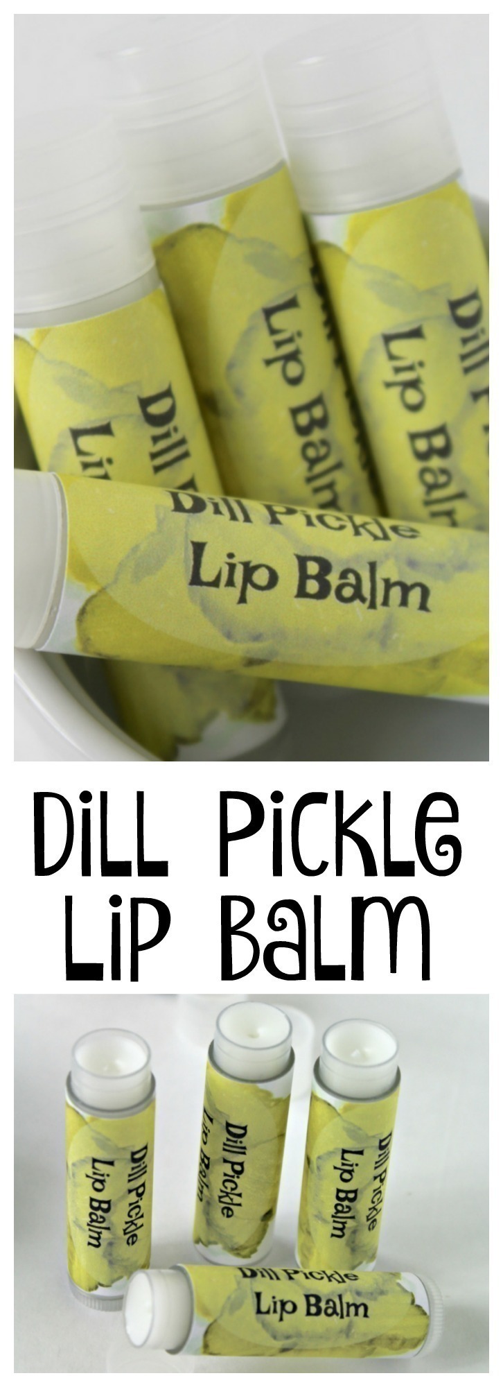 This Dill Pickle Lip Balm is easy to make with simple ingredients and Dill essential oil! 