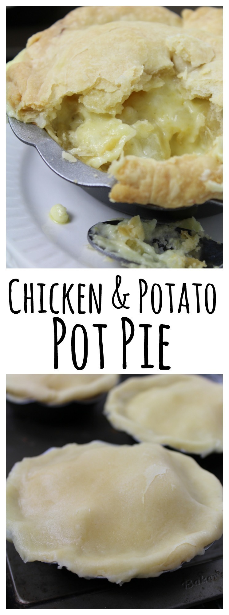 A delicious homemade chicken and potato pot pie with a homemade butter crust - comfort food at it's best!