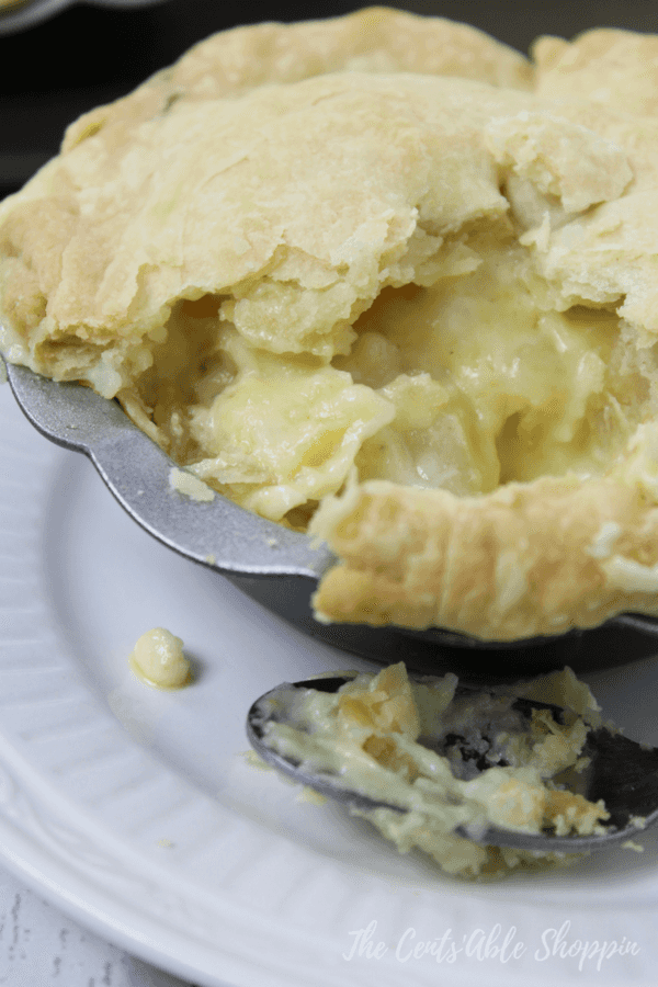 A delicious homemade chicken and potato pot pie with a homemade butter crust - comfort food at it's best!