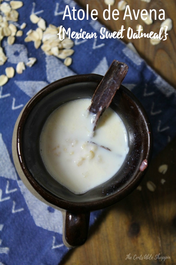 Atole de Avena combines milk, sugar, oats and cinnamon in a traditional Mexican beverage that is wonderful when served alongside Mexican sweet bread. #oatmeal #breakfast #mexican