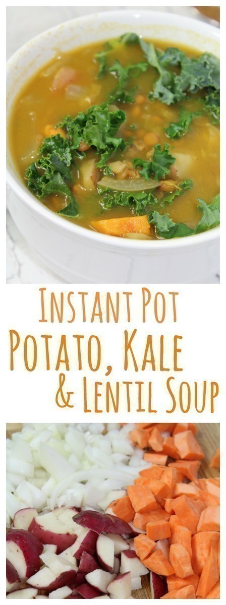 Combine sweet potatoes, regular potatoes, kale and lentils in this hearty soup that cooks up in 30 minutes or less in your Instant Pot.