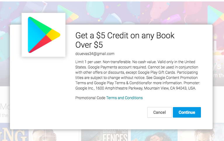 Google Play: $5 OFF any Book over $5