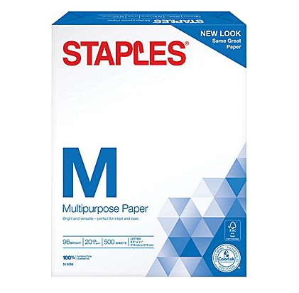 Staples: 8 1/2 x 11 Multipurpose Paper $.01