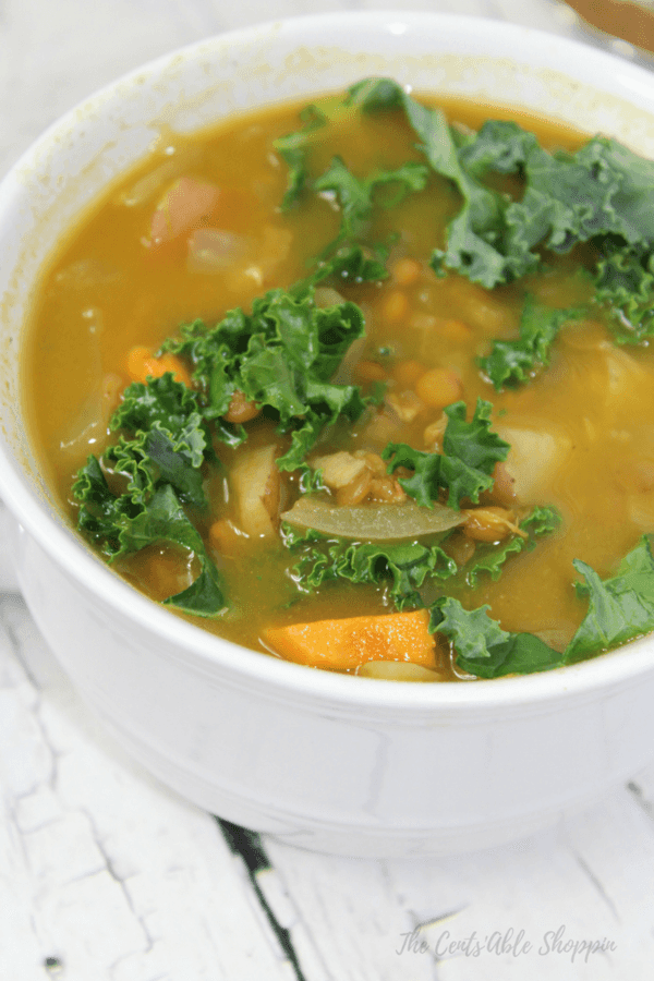 Combine sweet potatoes, regular potatoes, kale and lentils in this hearty soup that cooks up in 30 minutes or less in your Instant Pot.