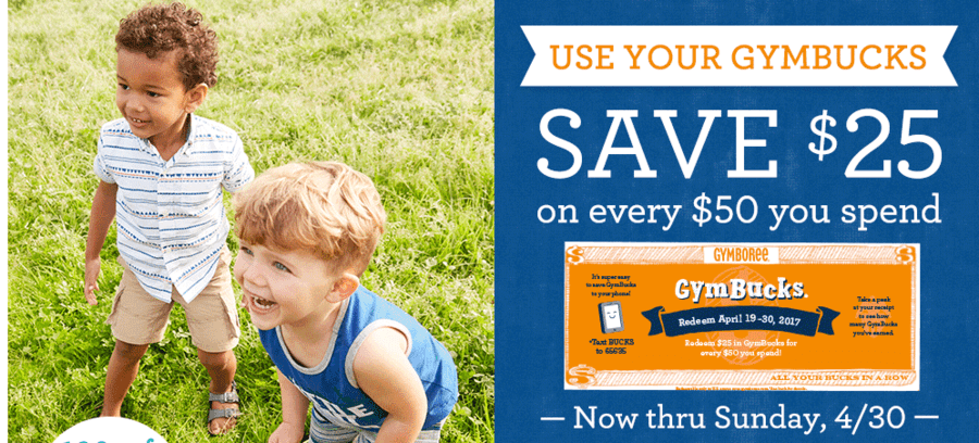 Gymboree: Save $25 on Every $50 you Spend + Score FREE Shipping