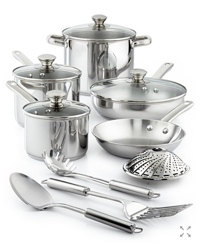Macy’s: Stainless Steel 13-Pc. Cookware Set $39.99