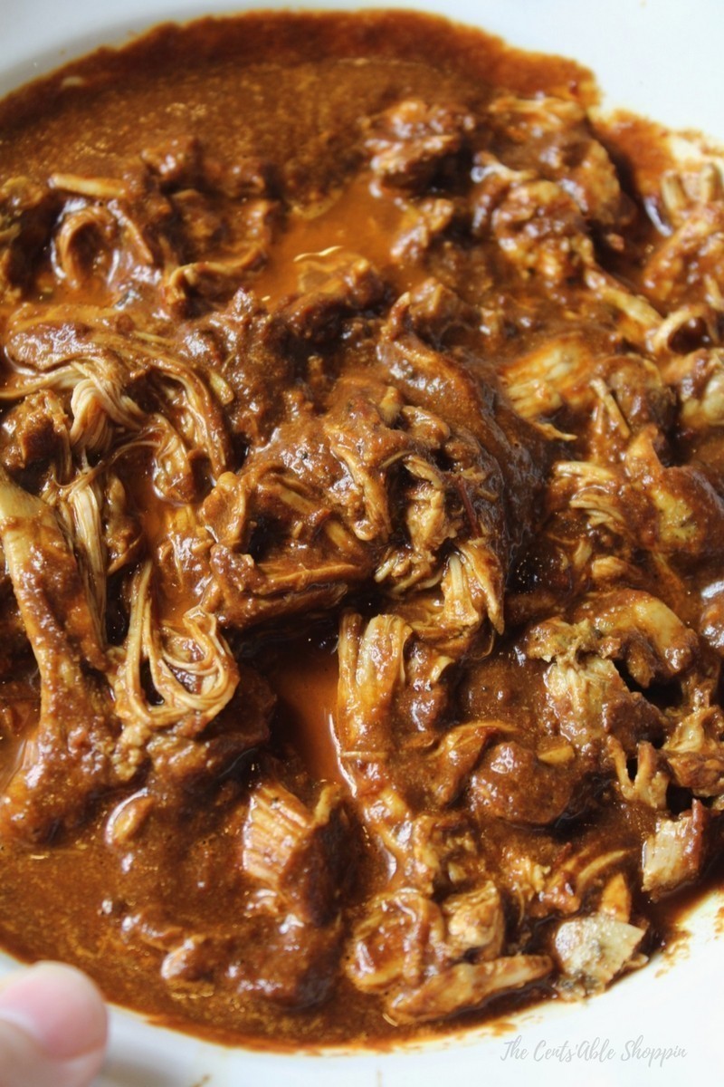 Use your Instant Pot to make chicken smothered in a spicy and savory ancho chile sauce, all in under 20 minutes.