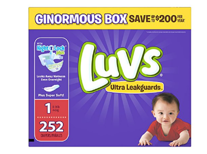 Amazon: Luvs Ginormous Diapers 252 ct $18