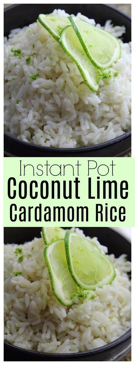 Savory coconut rice with a dash of cardamom made in mere minutes in your Instant Pot!